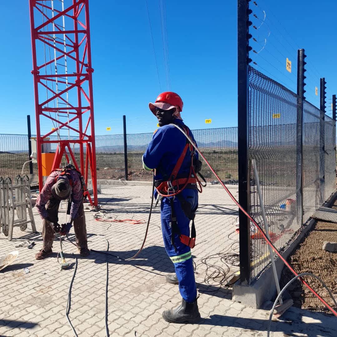 80m Guyed lattice tower construction